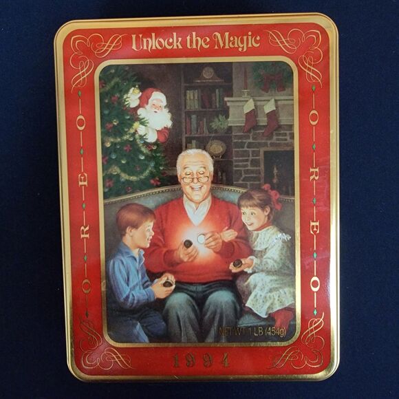 Other - Vintage 1994 Oreo Unlock the Magic Holiday Tin Grandfather Remembers Empty